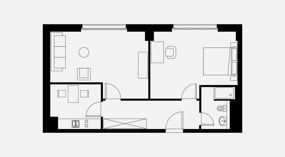 Floorplan 2-Zimmer – WG geeignet